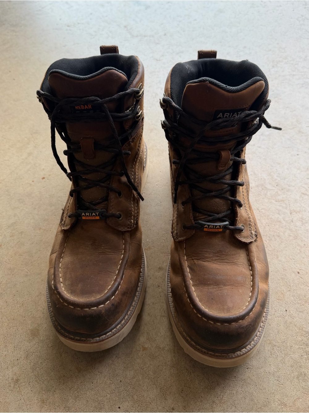 Ariat Men's Brown Lace-Up Work Boots with Black Collar